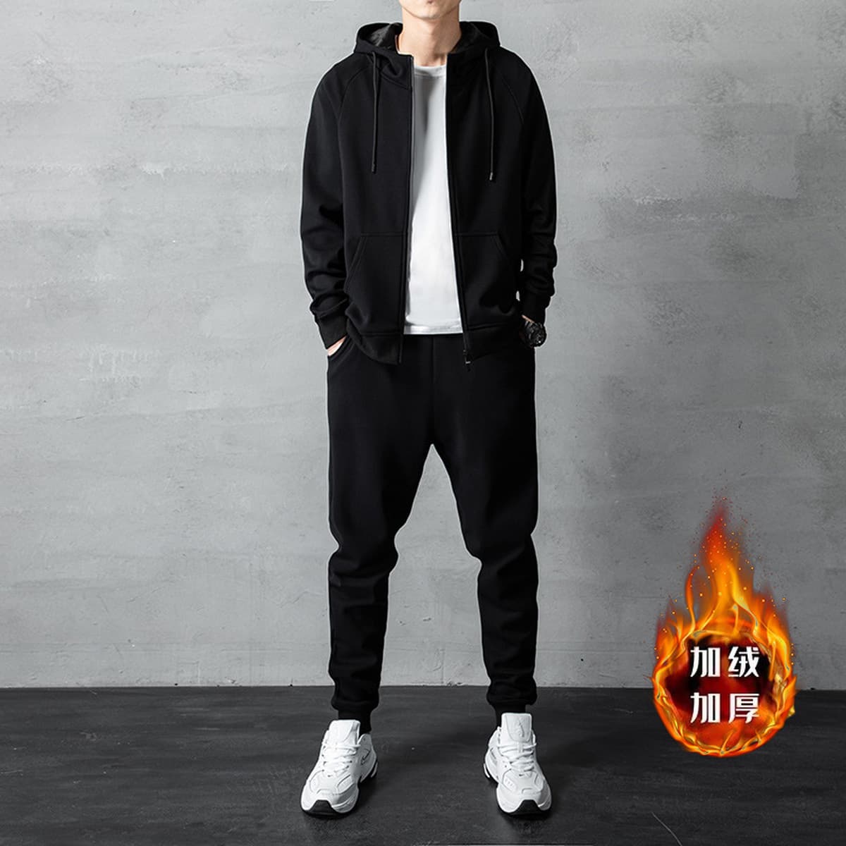 Мужской толстовка с капюшоном на осень и зиму, новый корейский стиль, бархатный утолщенный кардиган большого размера, жилет...