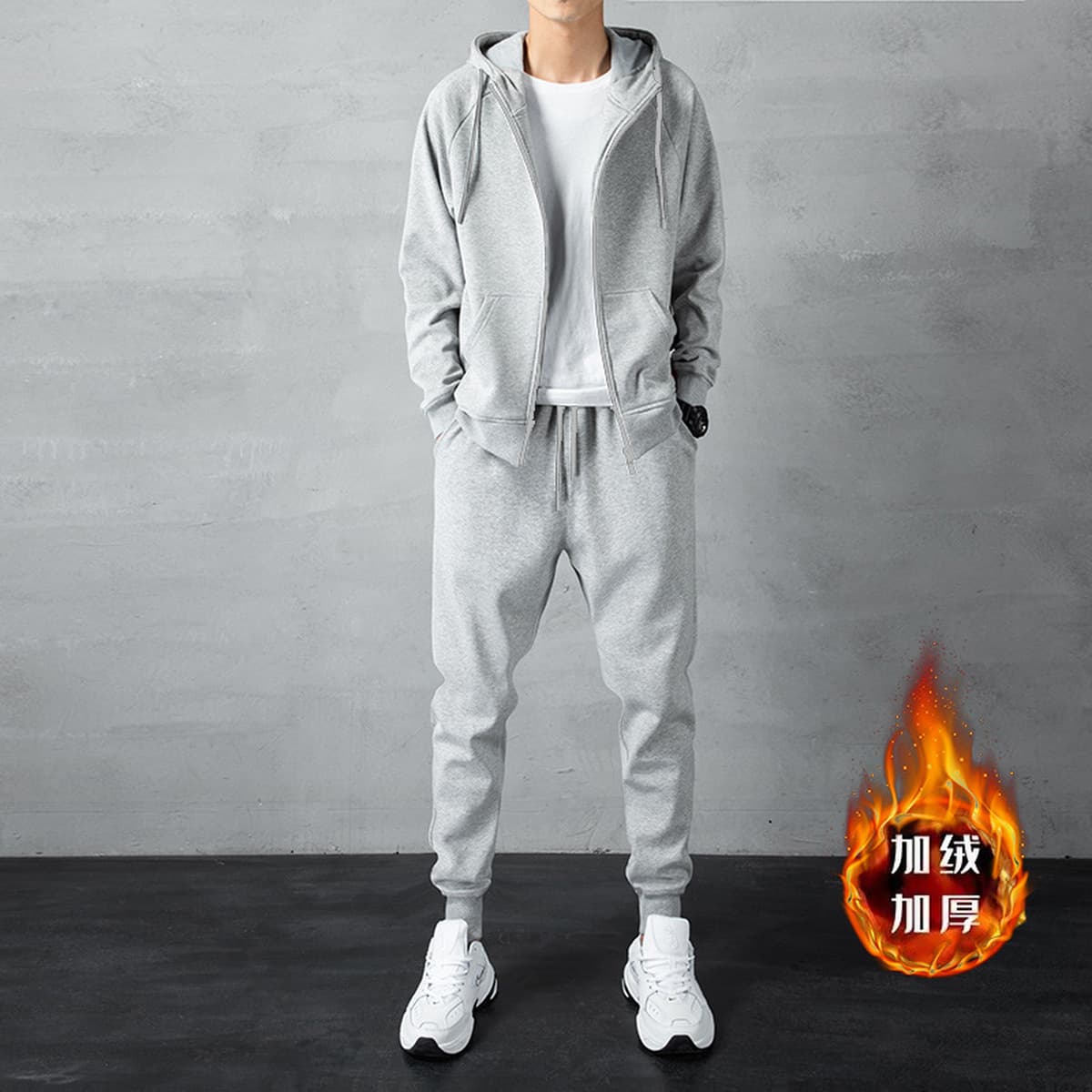 Мужской толстовка с капюшоном на осень и зиму, новый корейский стиль, бархатный утолщенный кардиган большого размера, жилет...