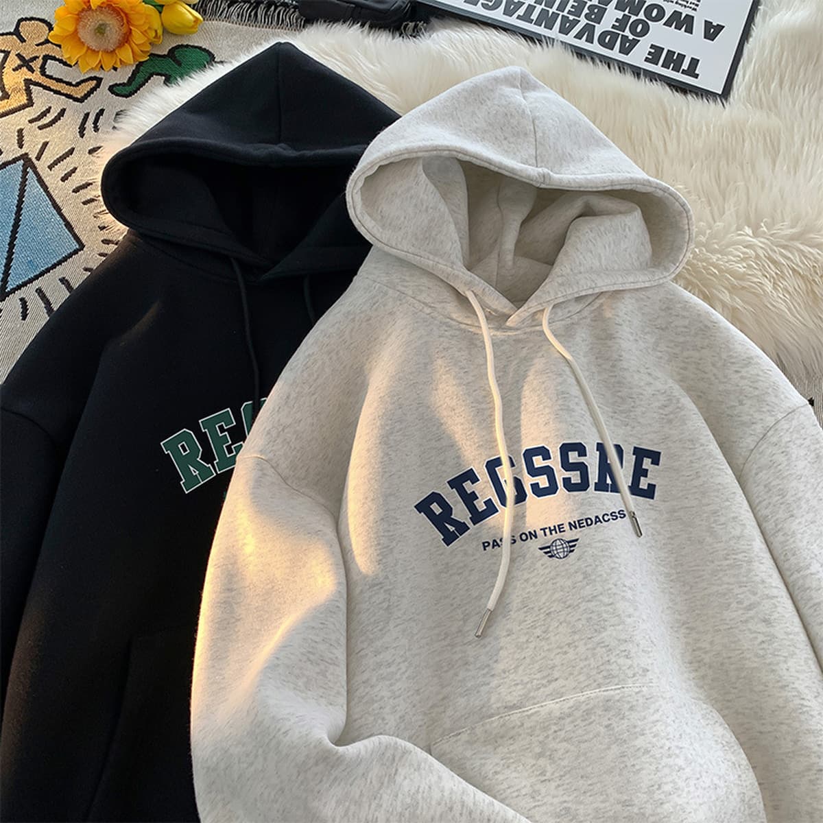 Американский тяжелый свитер с капюшоном для мужчин осень-зима 2024 новый прилив бренда свободный, красивый, высокий комфорт,...