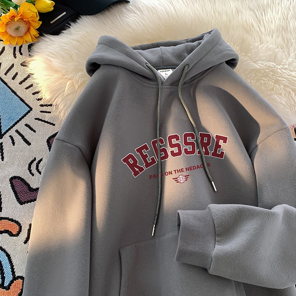 Американский тяжелый свитер с капюшоном для мужчин осень-зима 2024 новый прилив бренда свободный, красивый, высокий комфорт,...