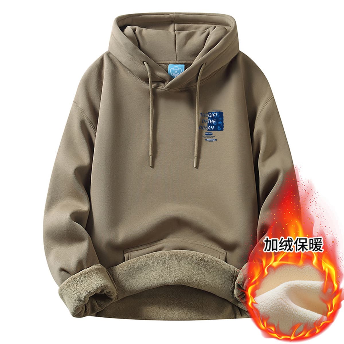 Осенние и зимние мужские толстовки с капюшоном, на флисовой подкладке, модные брендовые, молодежная повседневная одежда,...