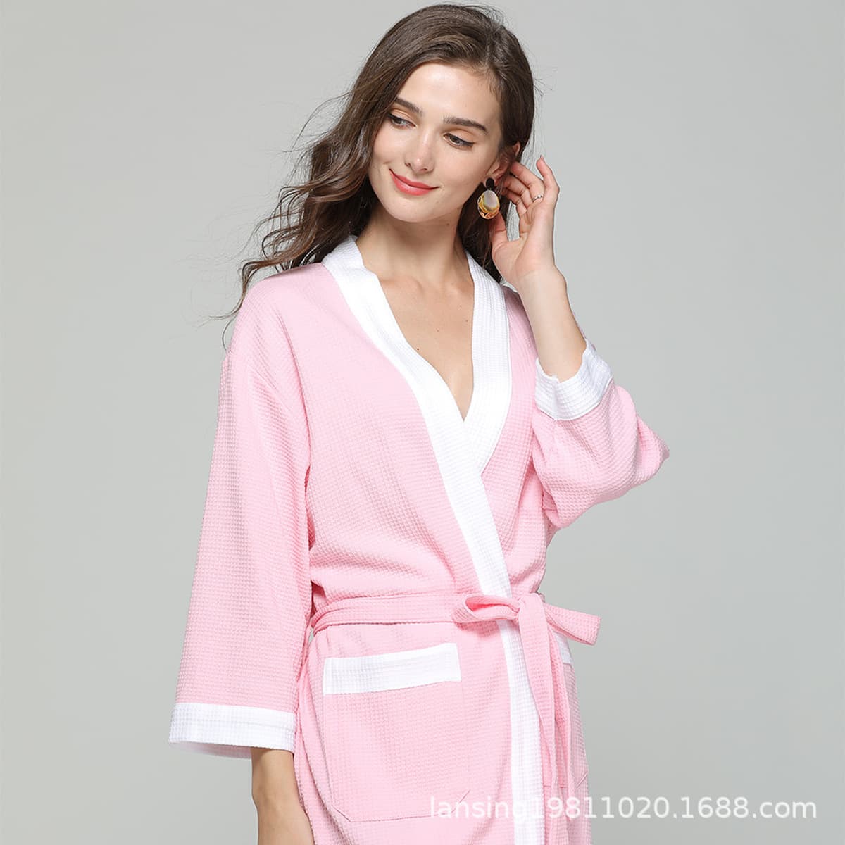 Трансграничная Внешняя торговля Пятизвездочный отель Хлопок Мужская вафельная ночная рубашка Халат Пот Сауна Халат Полотенце...