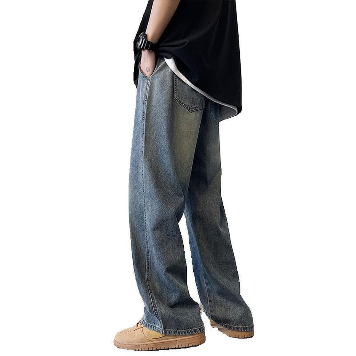 Джинсы мужские удлиненные 190, мужские джинсы на осень-зиму 2025, на флисовой подкладке, для высоких подростков, прямые...