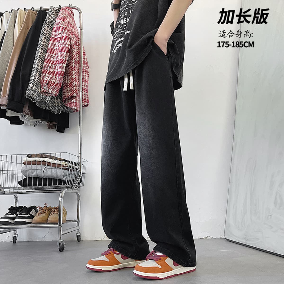 Джинсы мужские удлиненные 190, мужские джинсы на осень-зиму 2025, на флисовой подкладке, для высоких подростков, прямые...