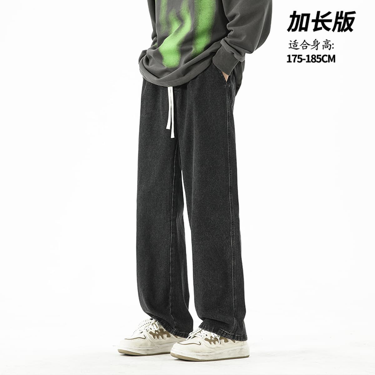 Джинсы мужские удлиненные 190, мужские джинсы на осень-зиму 2025, на флисовой подкладке, для высоких подростков, прямые...