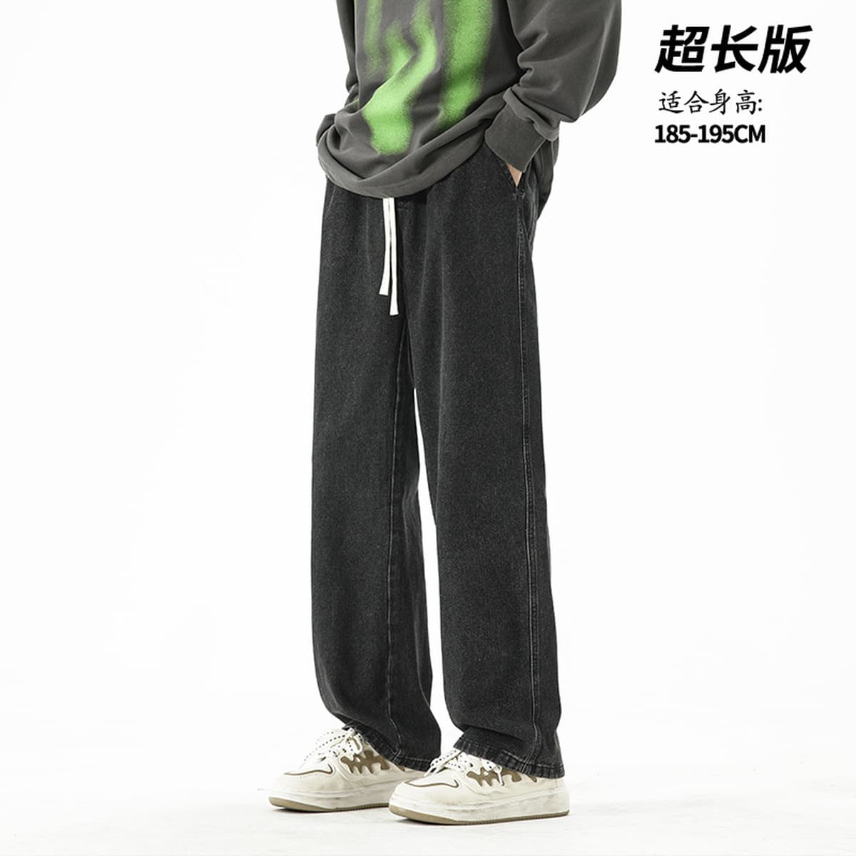 Джинсы мужские удлиненные 190, мужские джинсы на осень-зиму 2025, на флисовой подкладке, для высоких подростков, прямые...