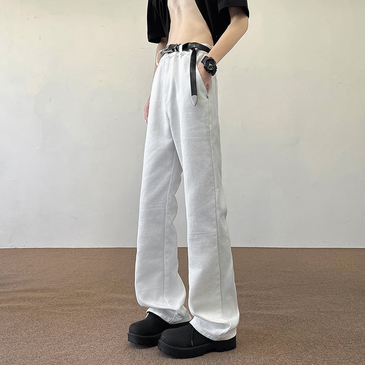 Cleanfit Весна и осень высокие удлиненные белые джинсы с мачете микролы для мужчин vibe американские облегные брюки