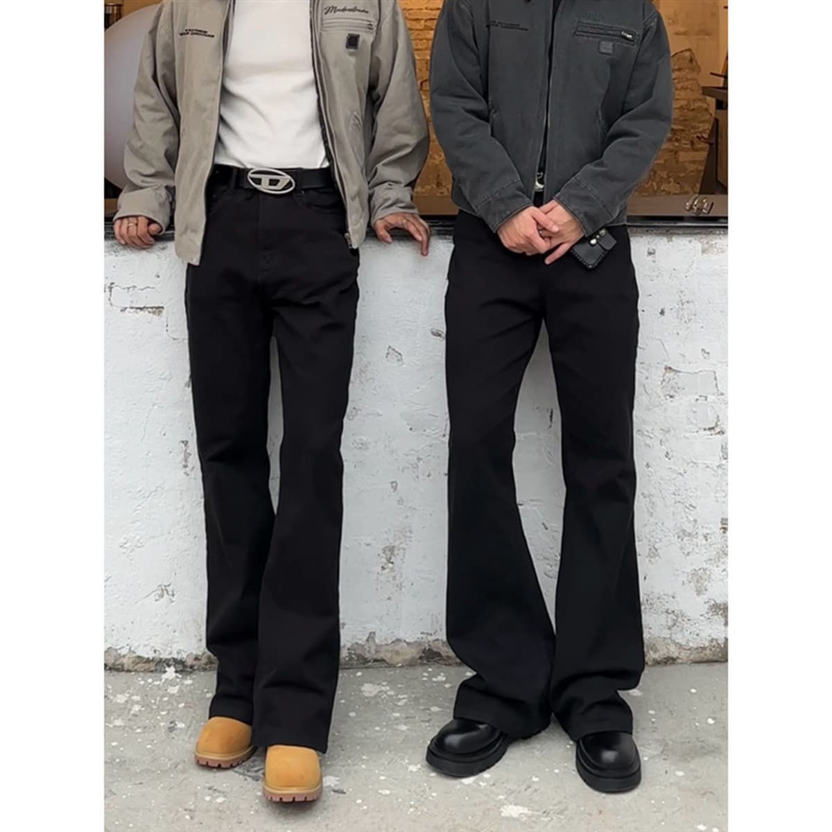 Новые модные черные расклешенные брюки в стиле ретро, мужские удлиненные высокие брюки, мягкие джинсы, мужские