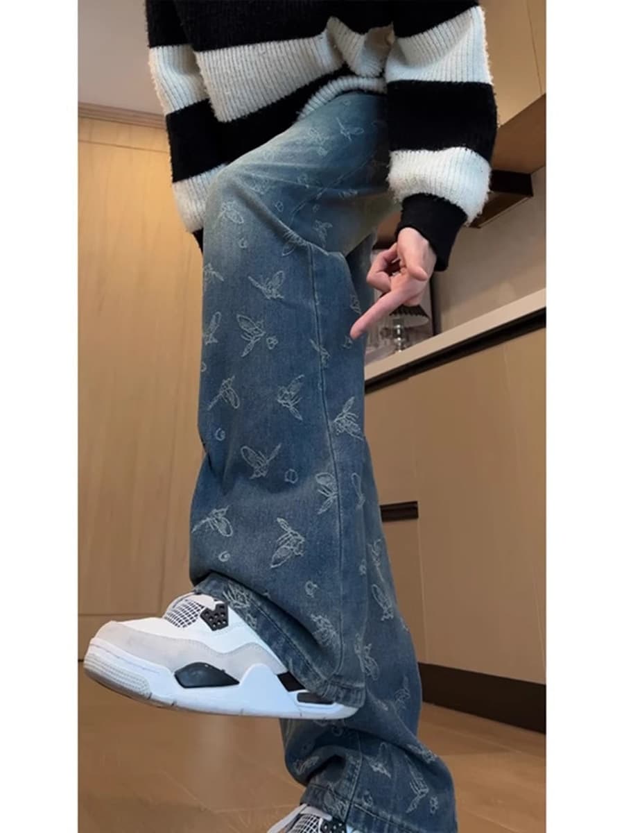 Джинсы с высокой талией для мальчиков с высокой улицей