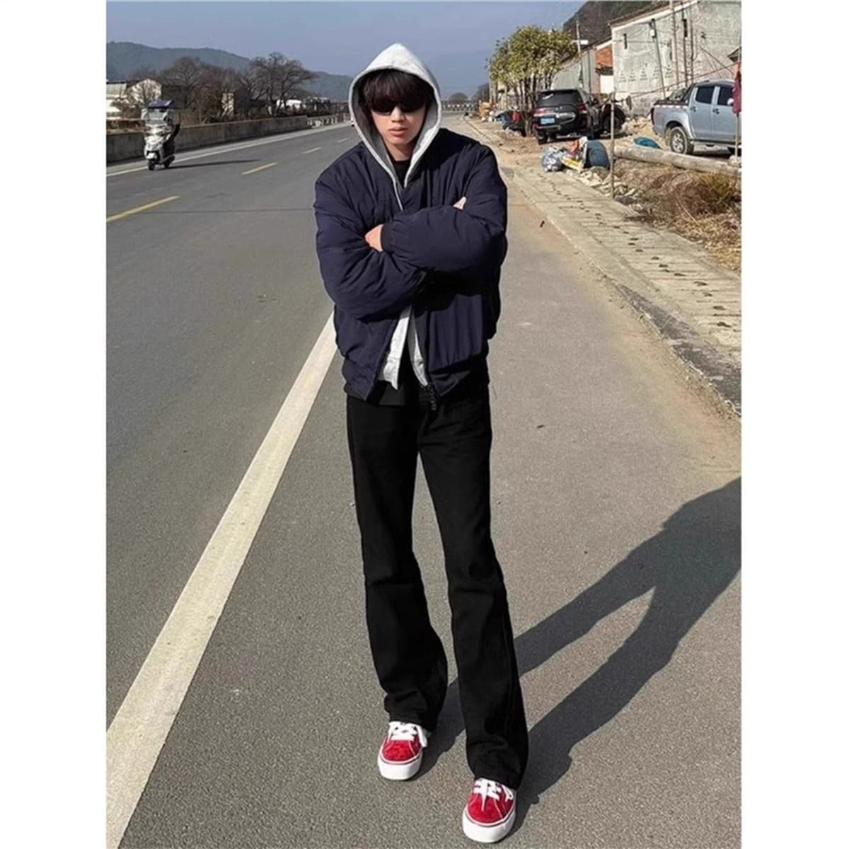 Студенческие джинсы Bootcut American Vibe с листьями ивы, мужские джинсы с низкой посадкой и средней талией, слегка...