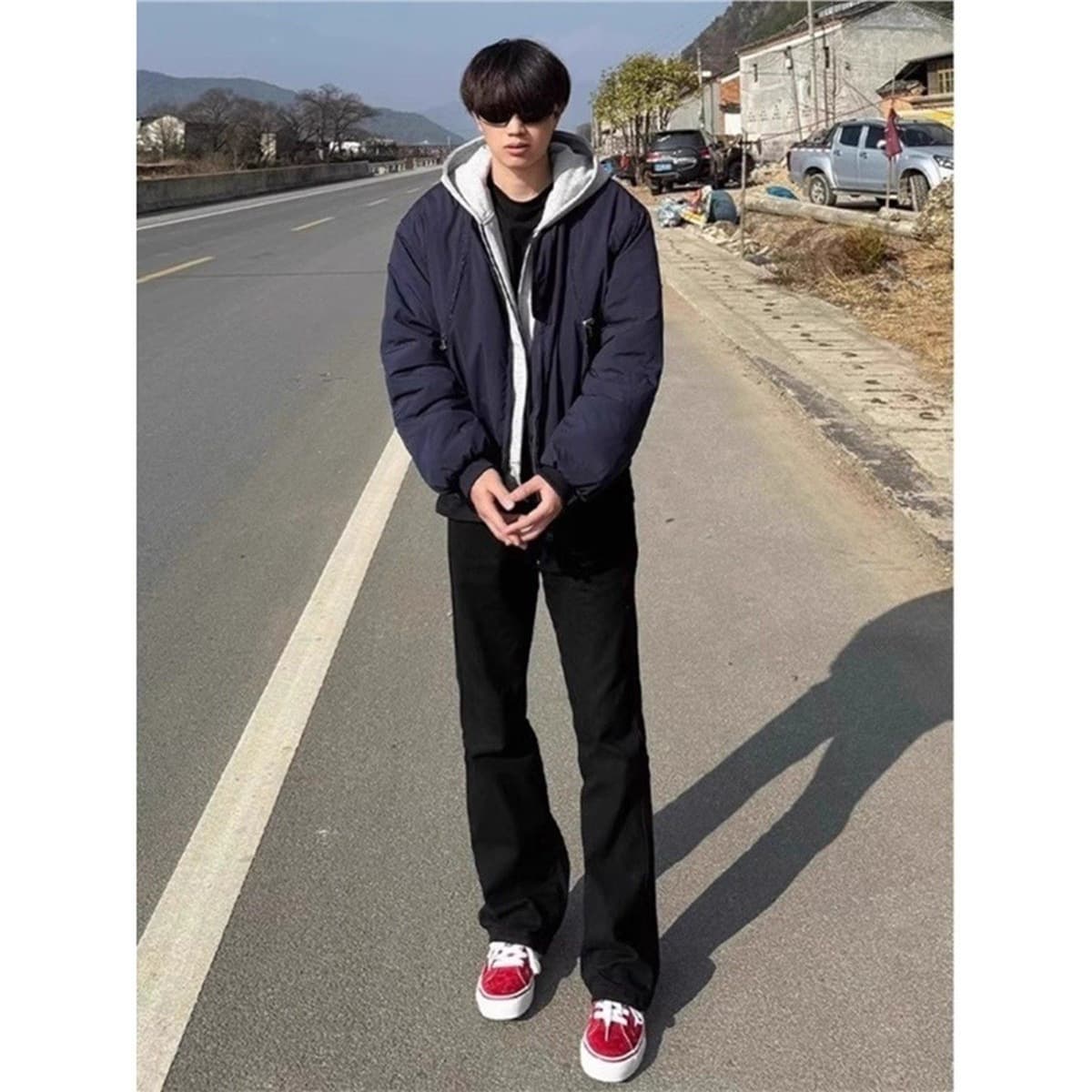 Студенческие джинсы Bootcut American Vibe с листьями ивы, мужские джинсы с низкой посадкой и средней талией, слегка...