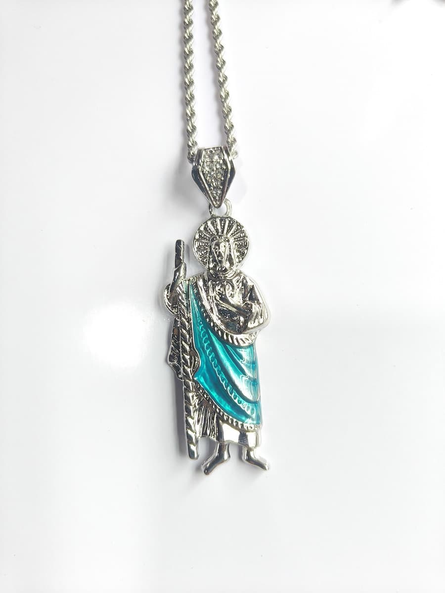 Европейские и американские трансграничные капающие масла Религия Св. Иуда Сплав подвески для мужчин 8MM кубинские цепи...