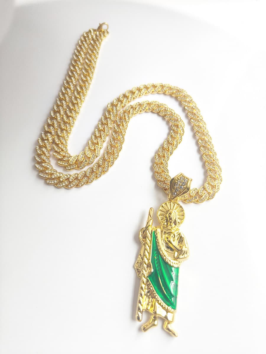 Европейские и американские трансграничные капающие масла Религия Св. Иуда Сплав подвески для мужчин 8MM кубинские цепи...