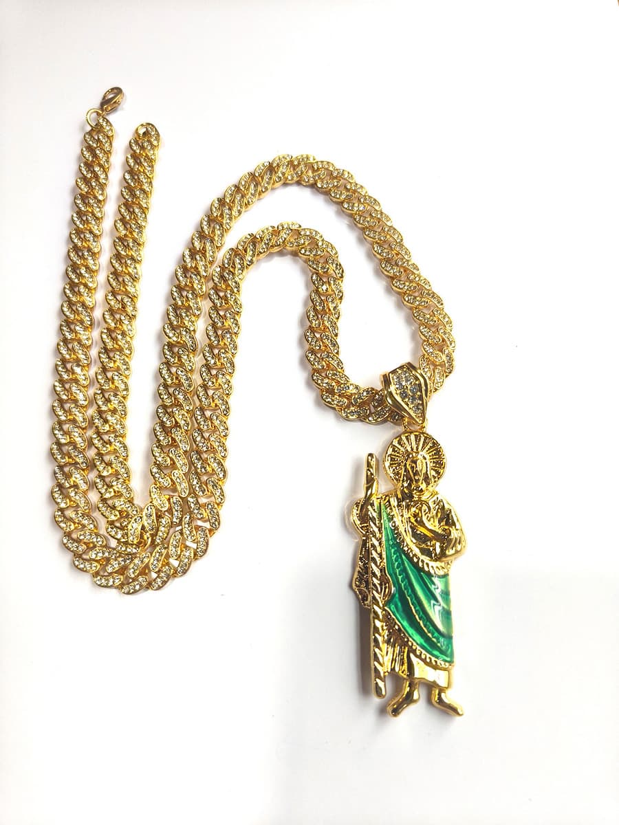 Европейские и американские трансграничные капающие масла Религия Св. Иуда Сплав подвески для мужчин 8MM кубинские цепи...