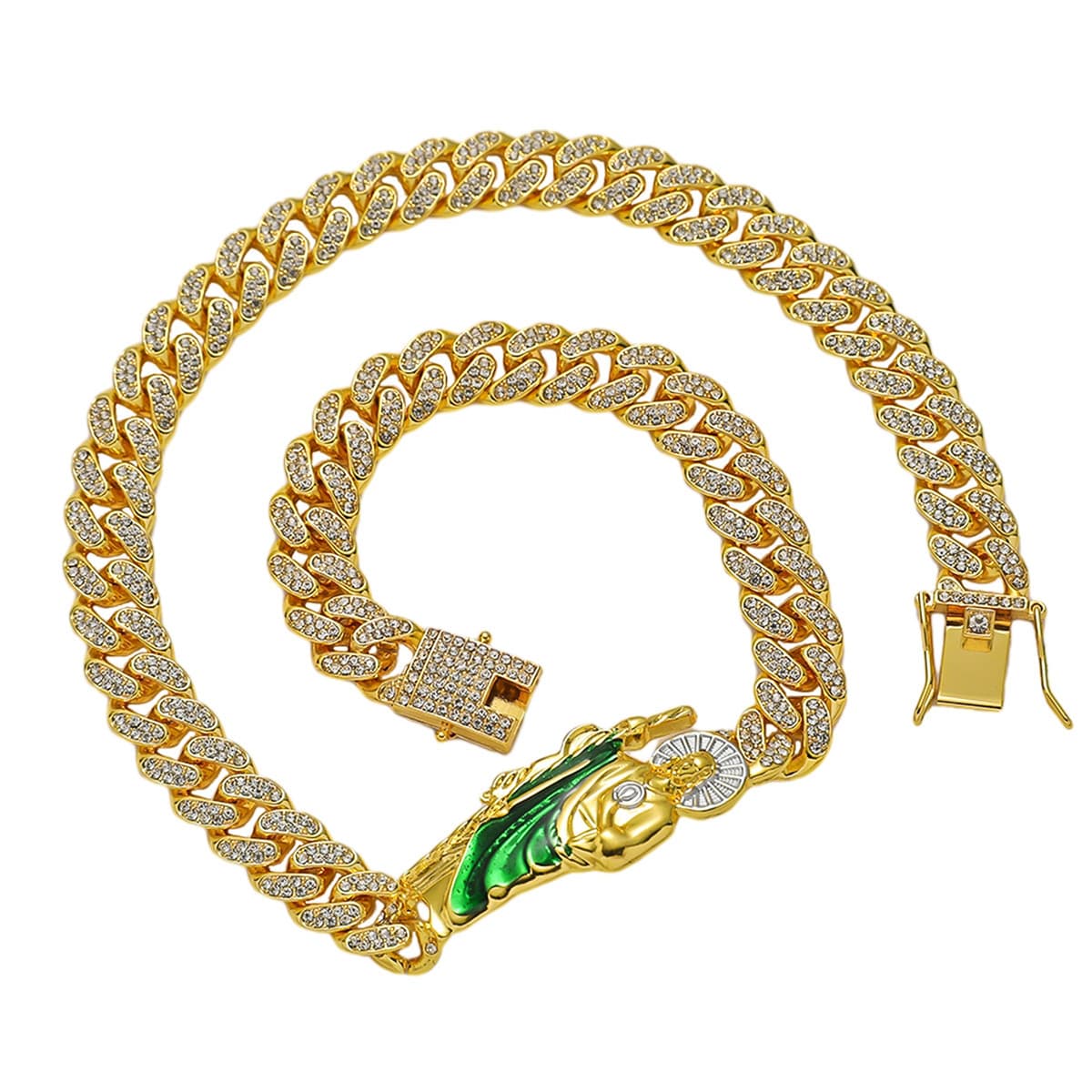 Мужское 12 мм полное бриллиантовое кубинское цепочка религиозное святое Иуде колье цепи ожерелье Европа-Европа...