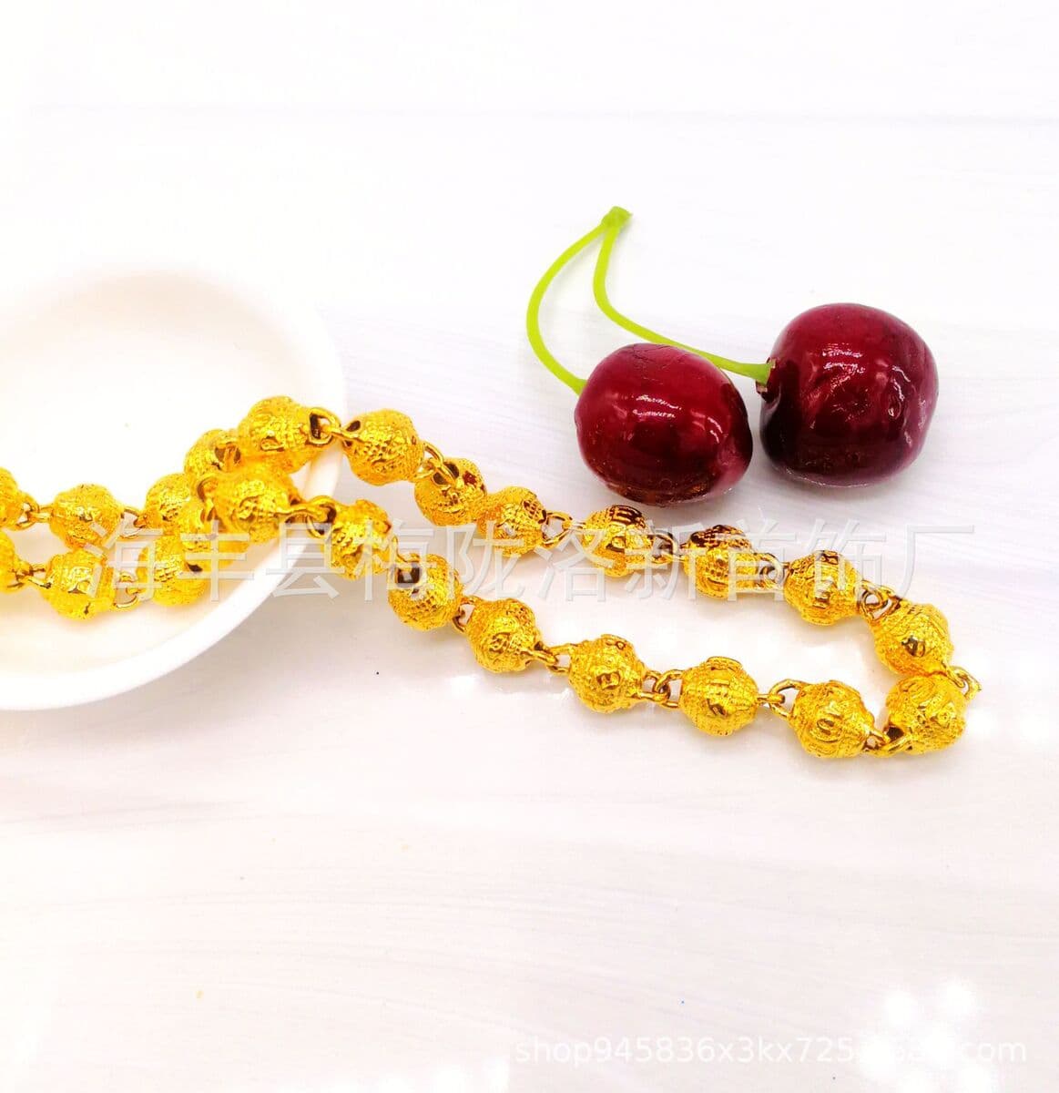 Шесть слов мантра ожерелье из круглых бусин из чистой латуни, позолоченные Мужские украшения, мужские властные украшения...