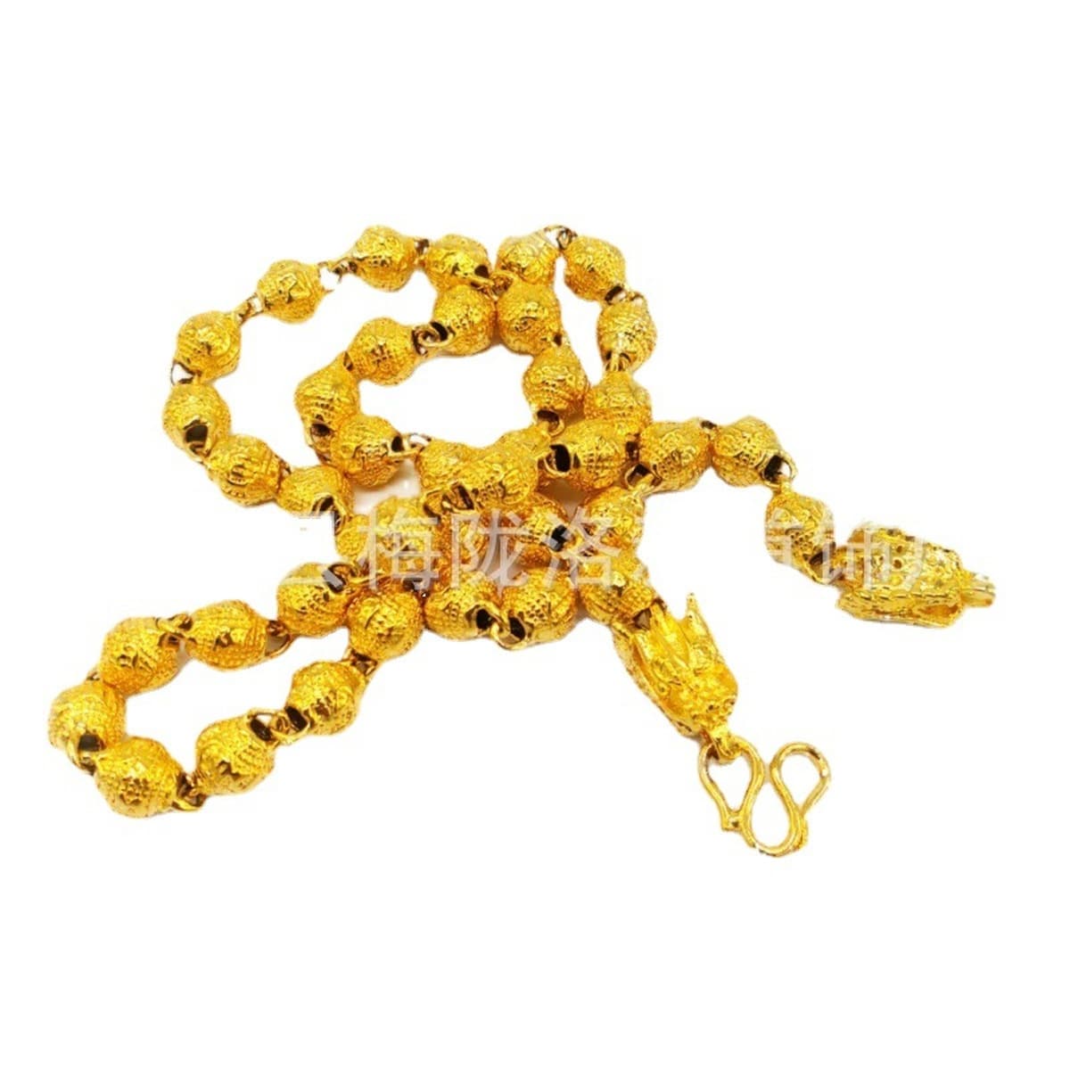 Шесть слов мантра ожерелье из круглых бусин из чистой латуни, позолоченные Мужские украшения, мужские властные украшения...