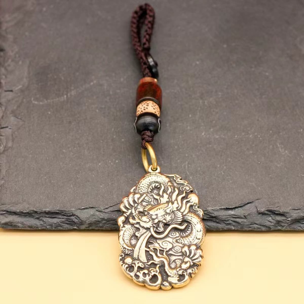 Латунь Зодиак Кулон Дракон Кулон Брелок Медный Кулон Дракон Мужская Ретро Hangtag Старая Ручка