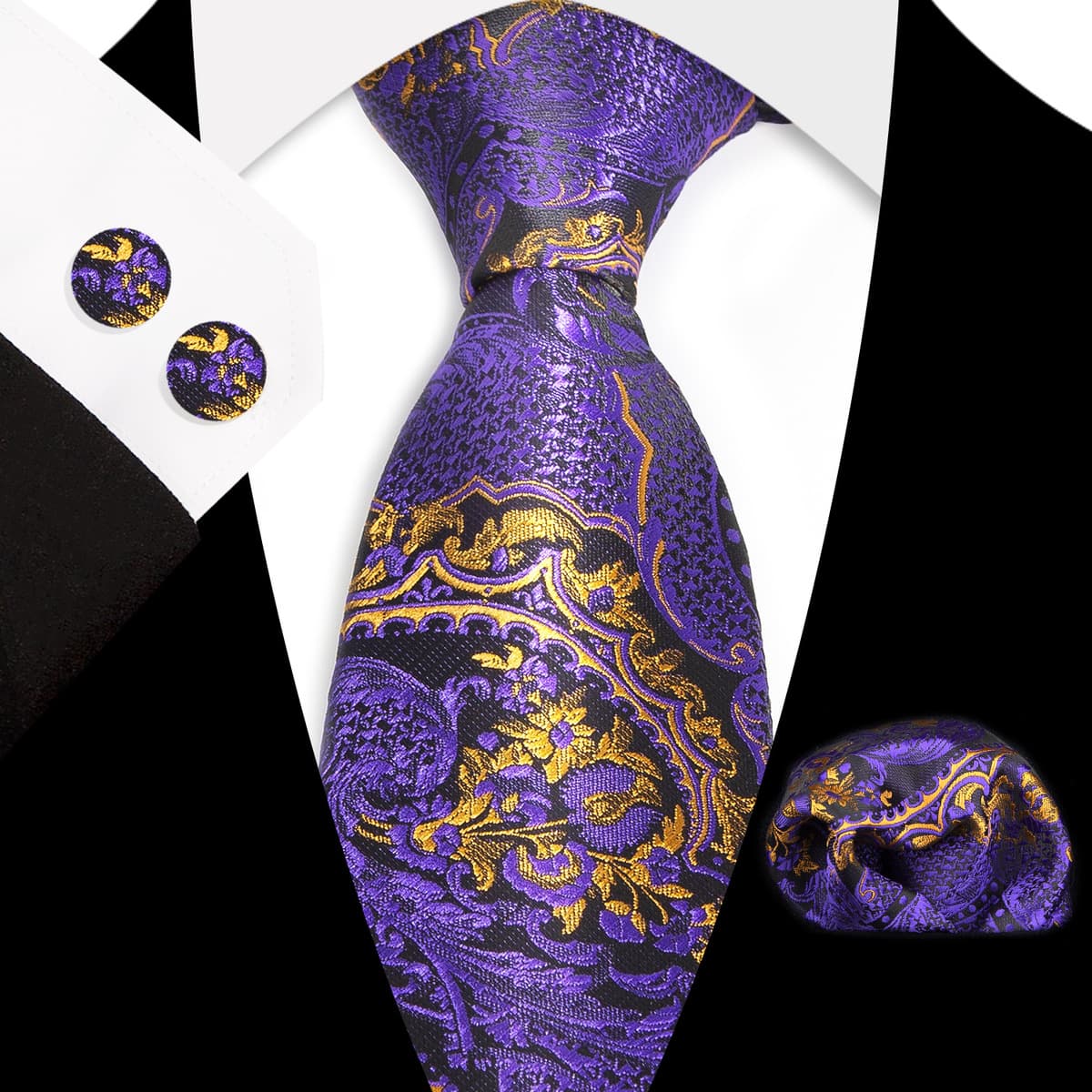 Мужской галстук карман Квадратные запонки костюм Деловое платье Винтаж 8,5 см жаккардовый галстук Пейсли набор из 3 предметов