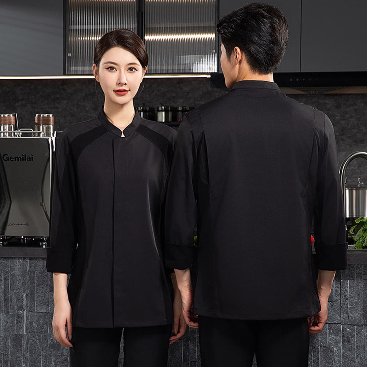 Stretch Executive Chef Шеф-повар с длинными рукавами Отель Ресторан Шеф-повар Комбинезоны Мужской