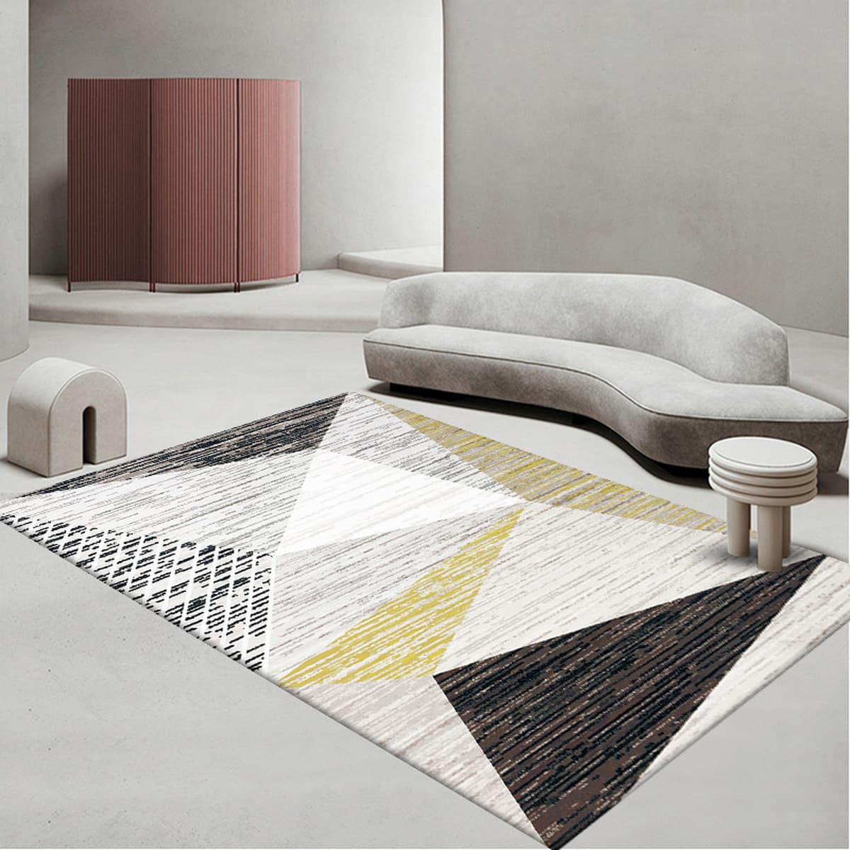 Простой гостиная геометрический ковер полный диван журнальный столик коврик офис полный пол одеяло одеяло