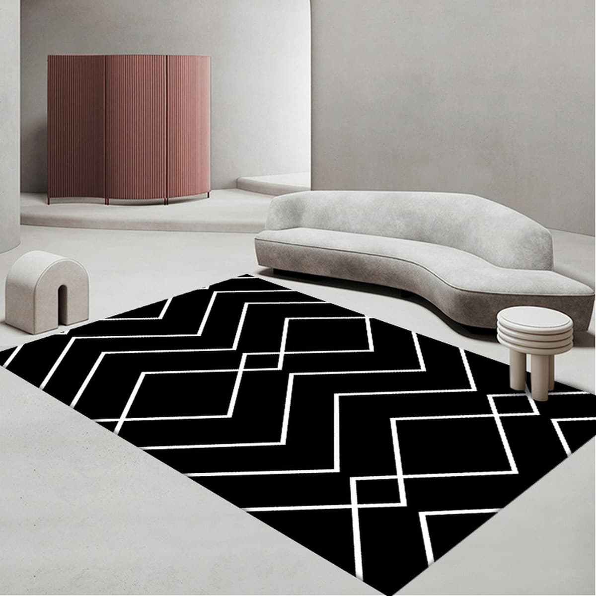 Простой гостиная геометрический ковер полный диван журнальный столик коврик офис полный пол одеяло одеяло