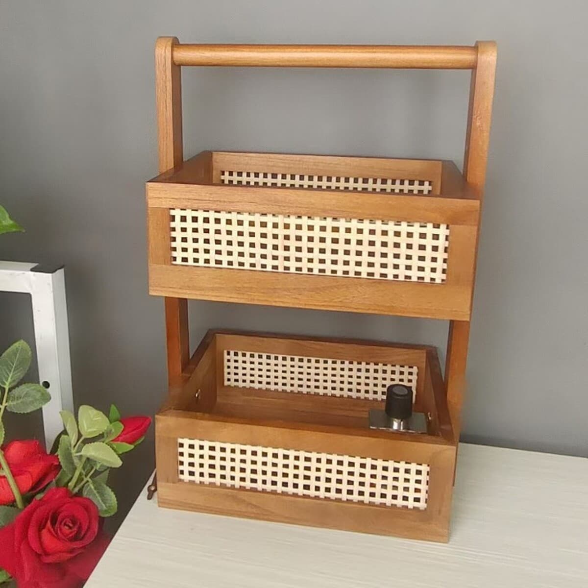 Двухслойная стойка из цельного дерева деревянная многослойная подставка для кладовой для ванной комнаты столешница для...