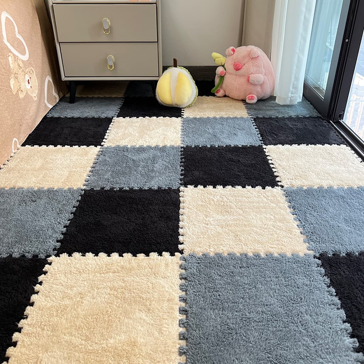 Плюшевый ковер у кровати спальня с сращением пены коврик можно обрезать для девочек в комнате татами коврик для домашнего...