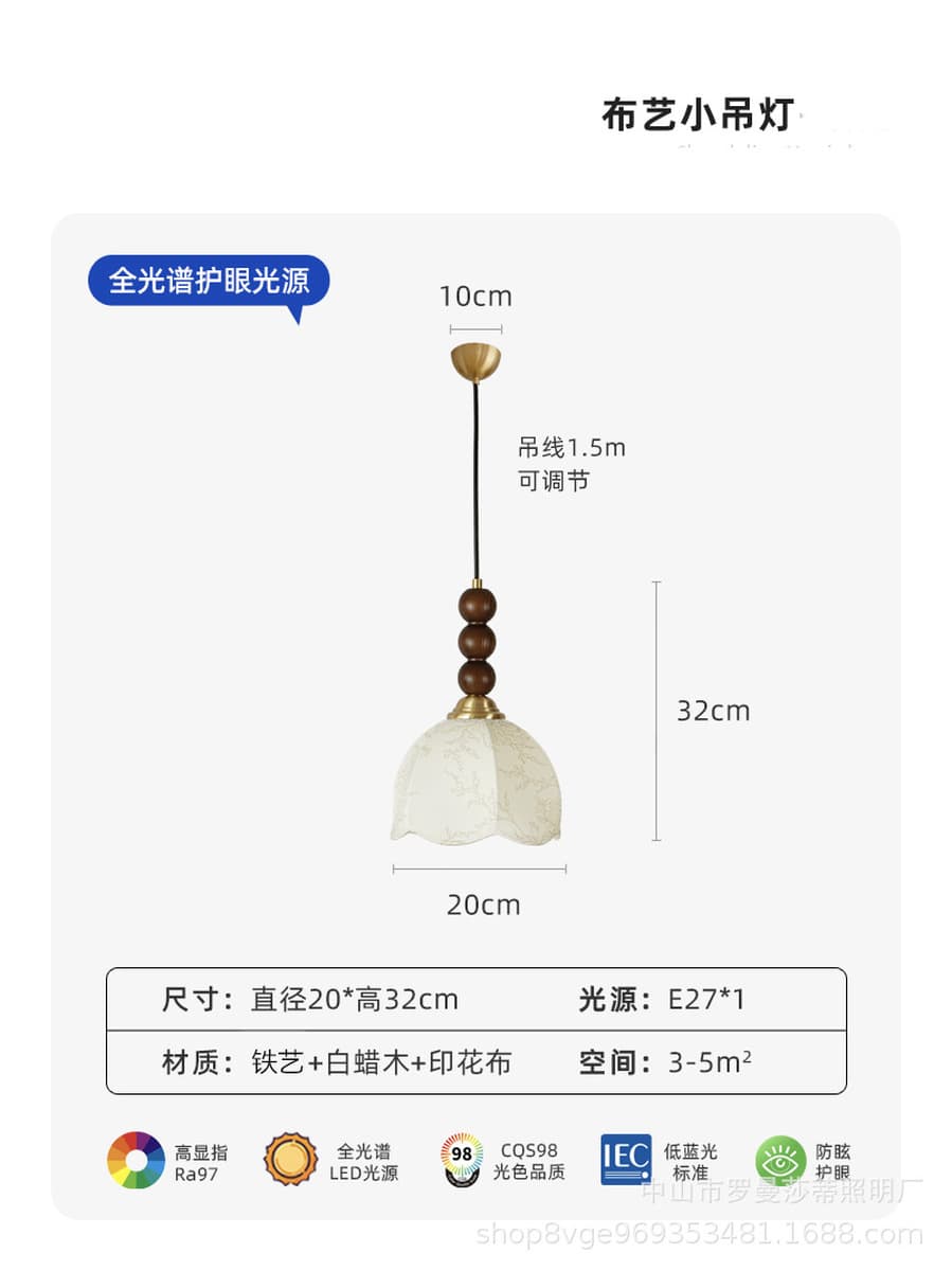 Спальня Прикроватная люстра средневековая французская ретро американский стиль Nanyang Wind ресторан небольшая люстра