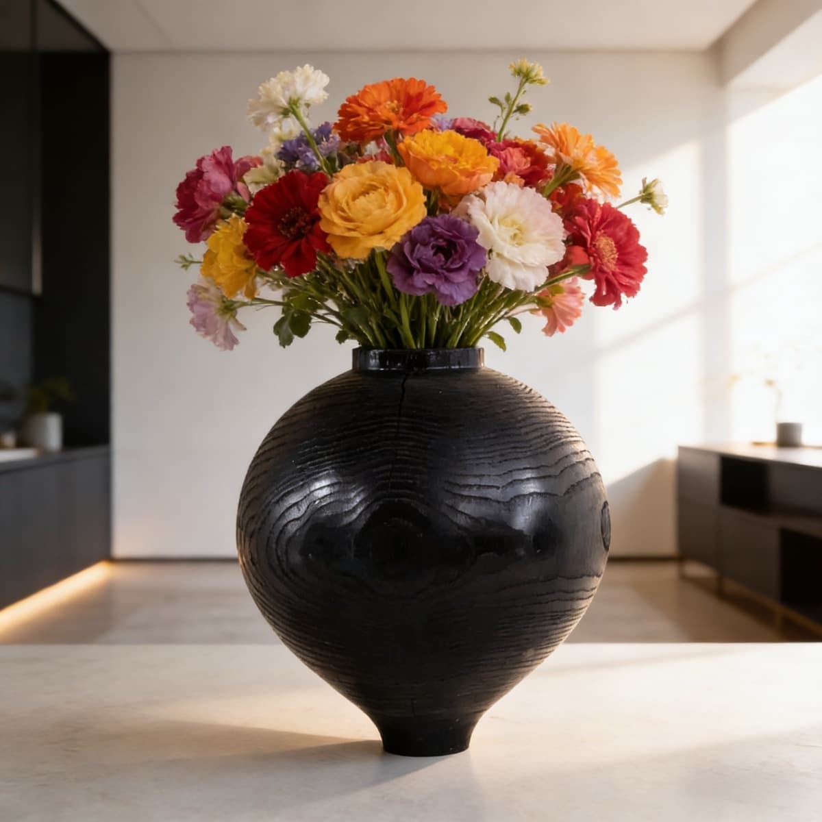 Производитель продает ручной работы китайский карбонизированный каштановый лес большой живот черный ваза для дома Вилла...