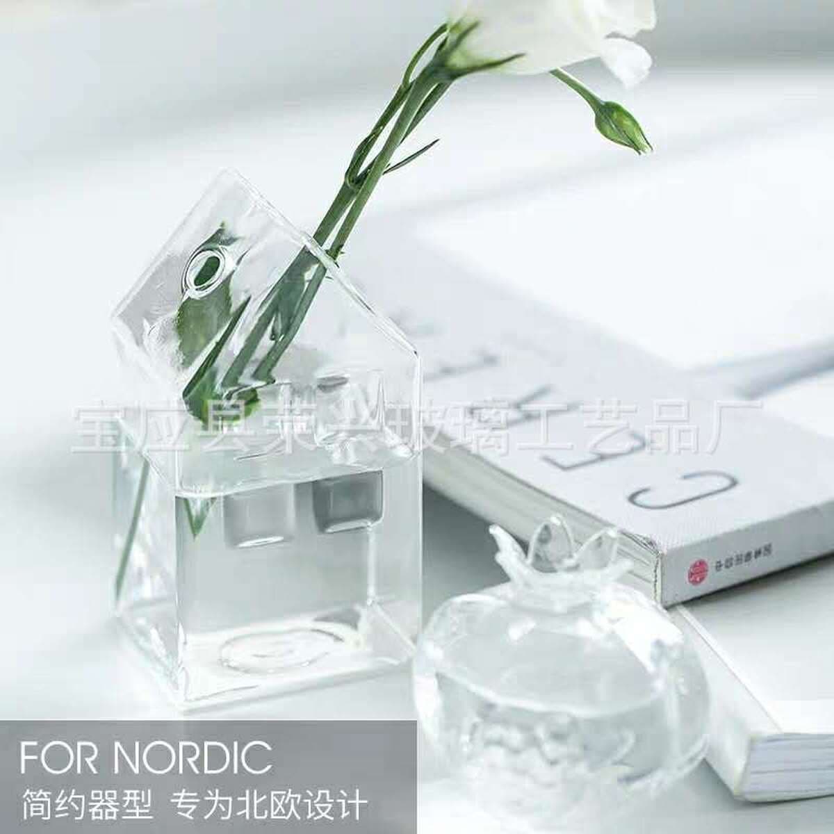 Японский стиль ручной работы из стекла граната украшения творческая стеклянная гидропонная ваза прозрачный маленький дом...