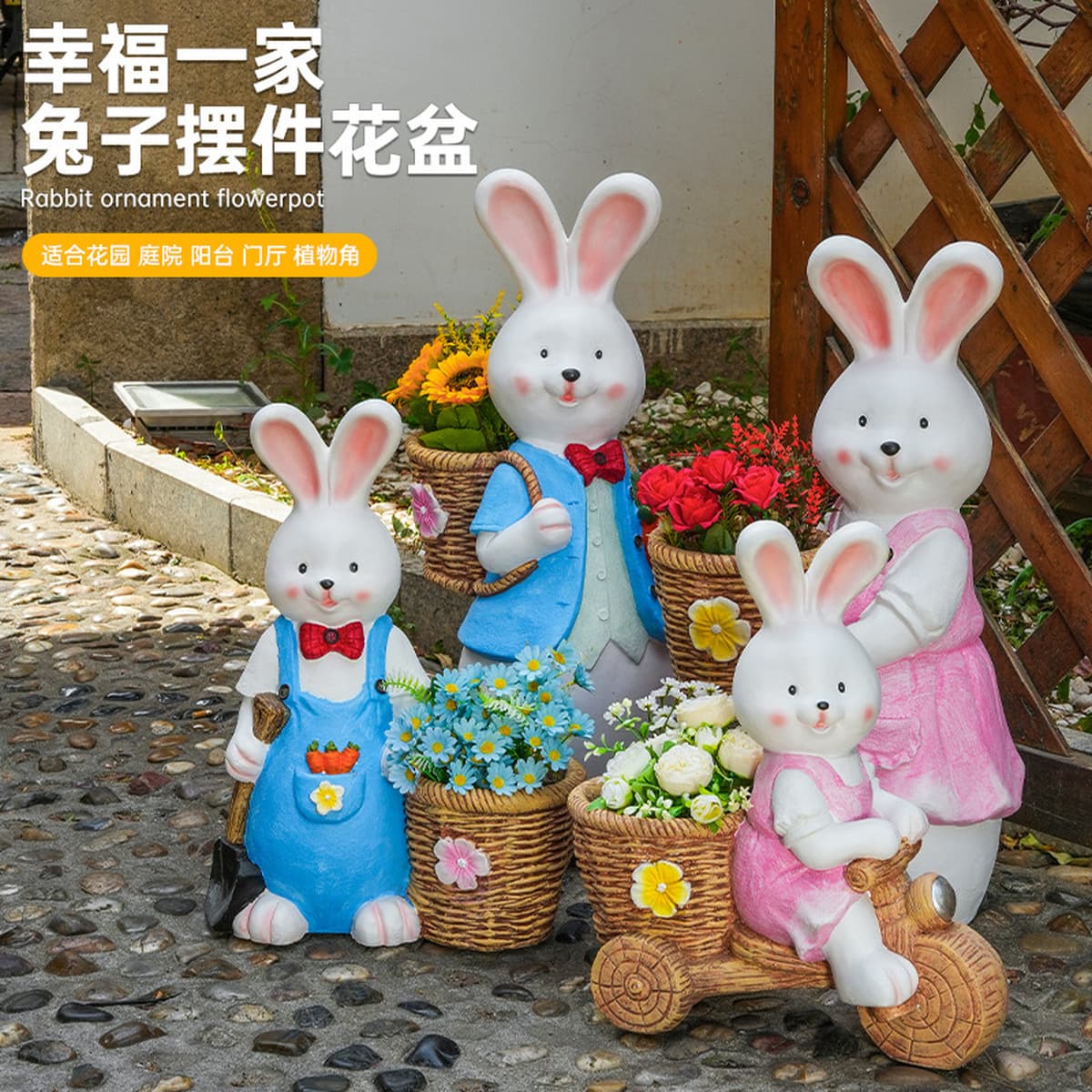 Симпатичный кролик цветочный горшок садовая вилла балкон украшения патио креативные мясистые наружные животные большие...