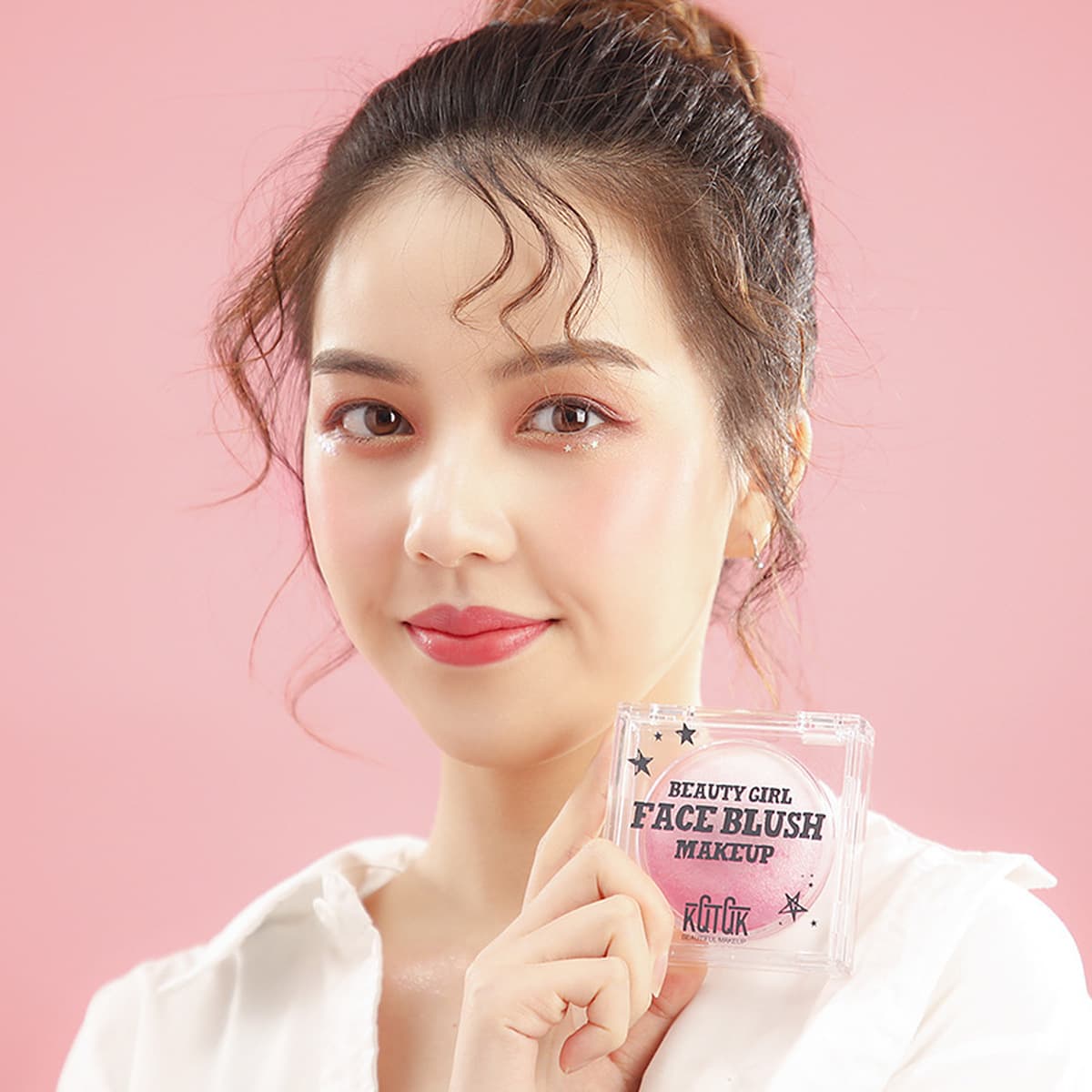 KQTQK Kuku Корейское общество Радуга сахарная сердцевина градиентные Румяна Тени для век подсветка фиксация цельная пластина...