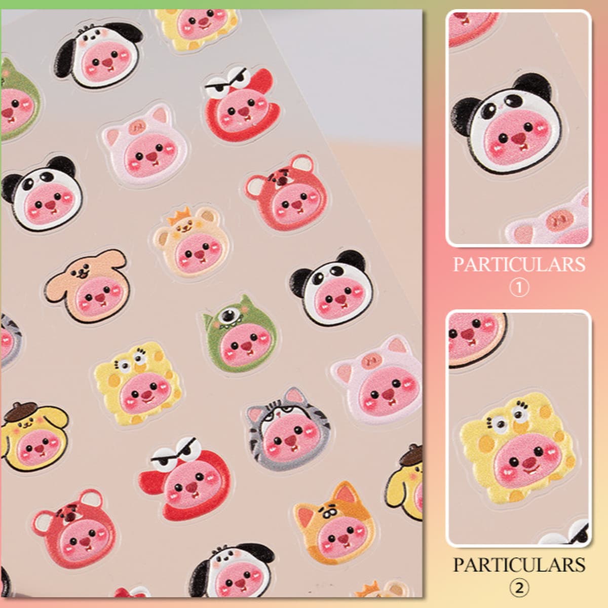 Наклейки для ногтей «Лупи маленький бобр» 5D с тиснением, дорогие стерео милые рубиновые наклейки для дизайна ногтей,...