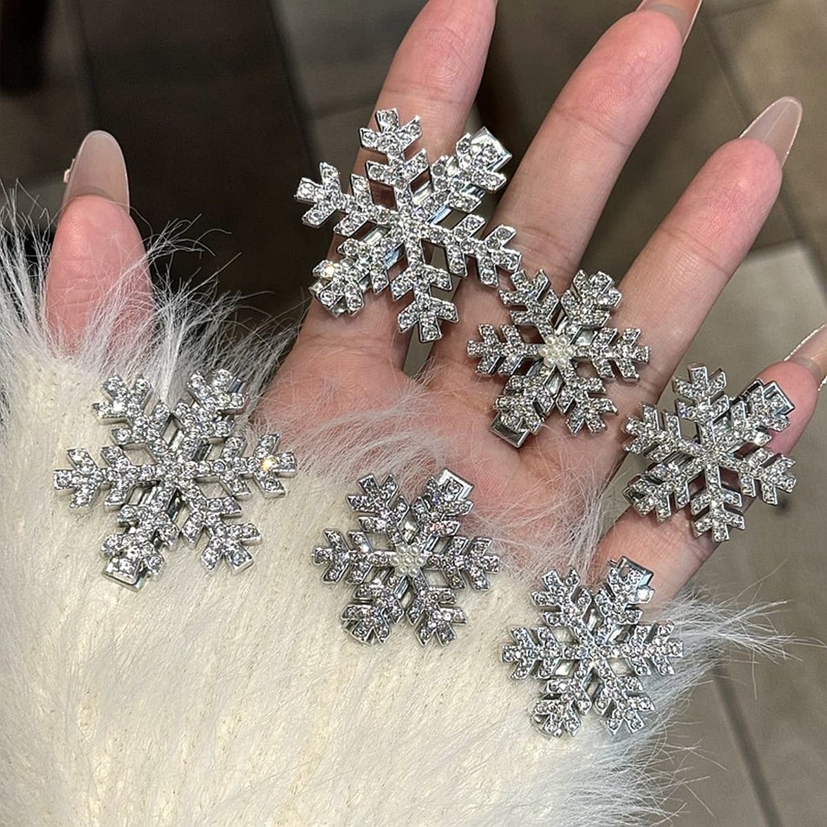 Ультра-флеш-стразы жемчуг снежинки утят с высоким лицом на Рождество нежные милые прически