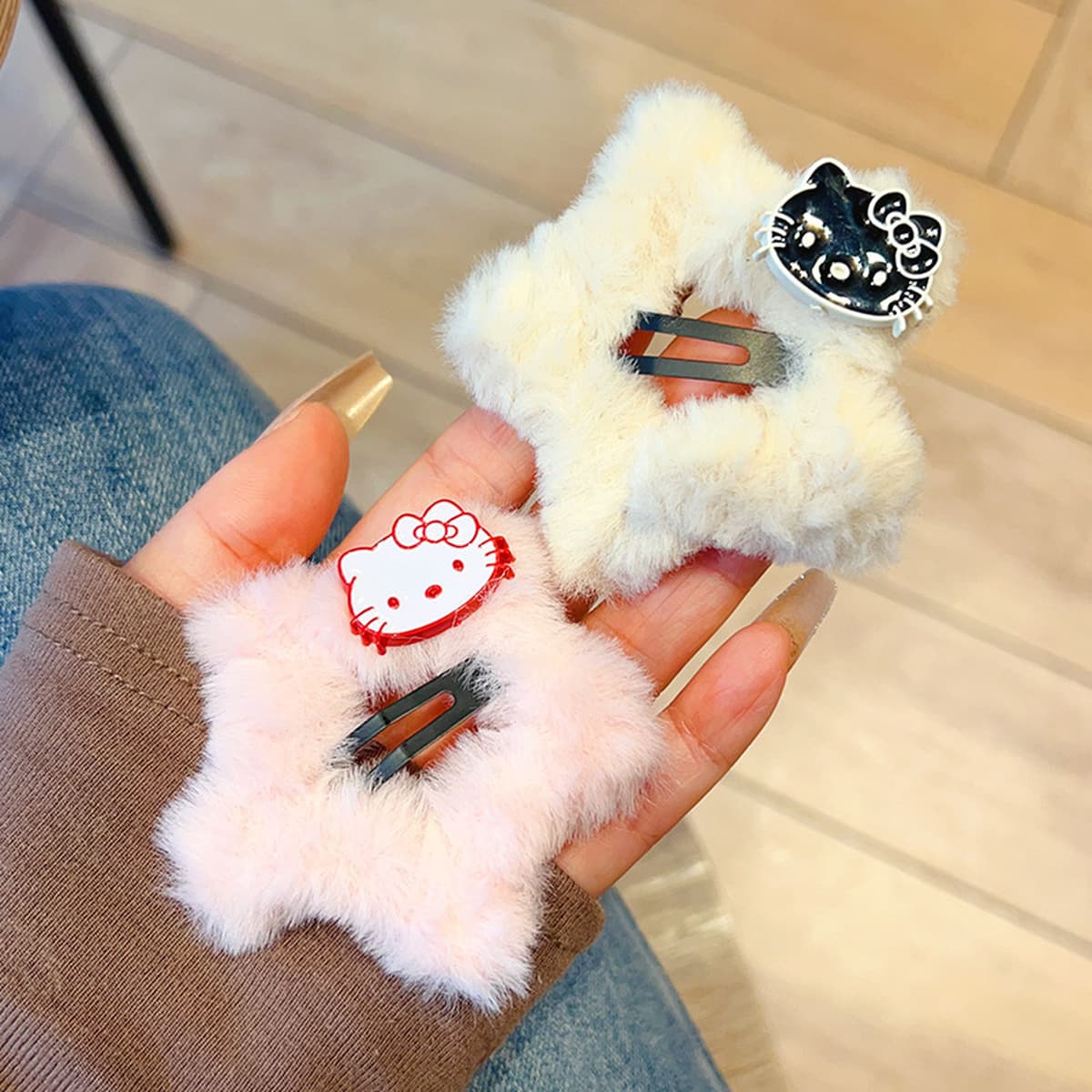 Японские милые кошки плюшевые звезды bb-заколки для волос