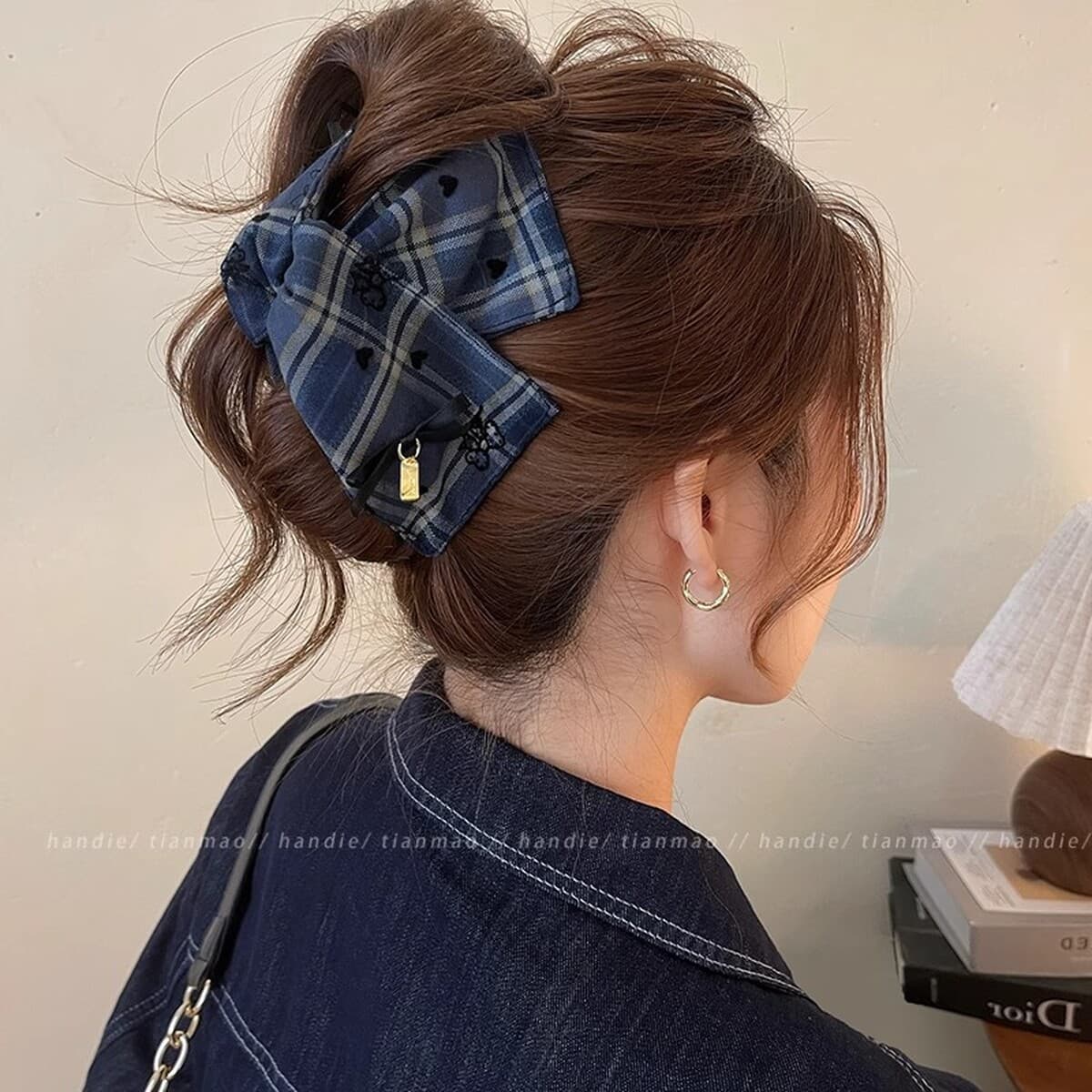Заколка для волос в клетку, новая модель 2025 года, элитный стиль для затылка, высококачественная заколка-«жабромер»,...