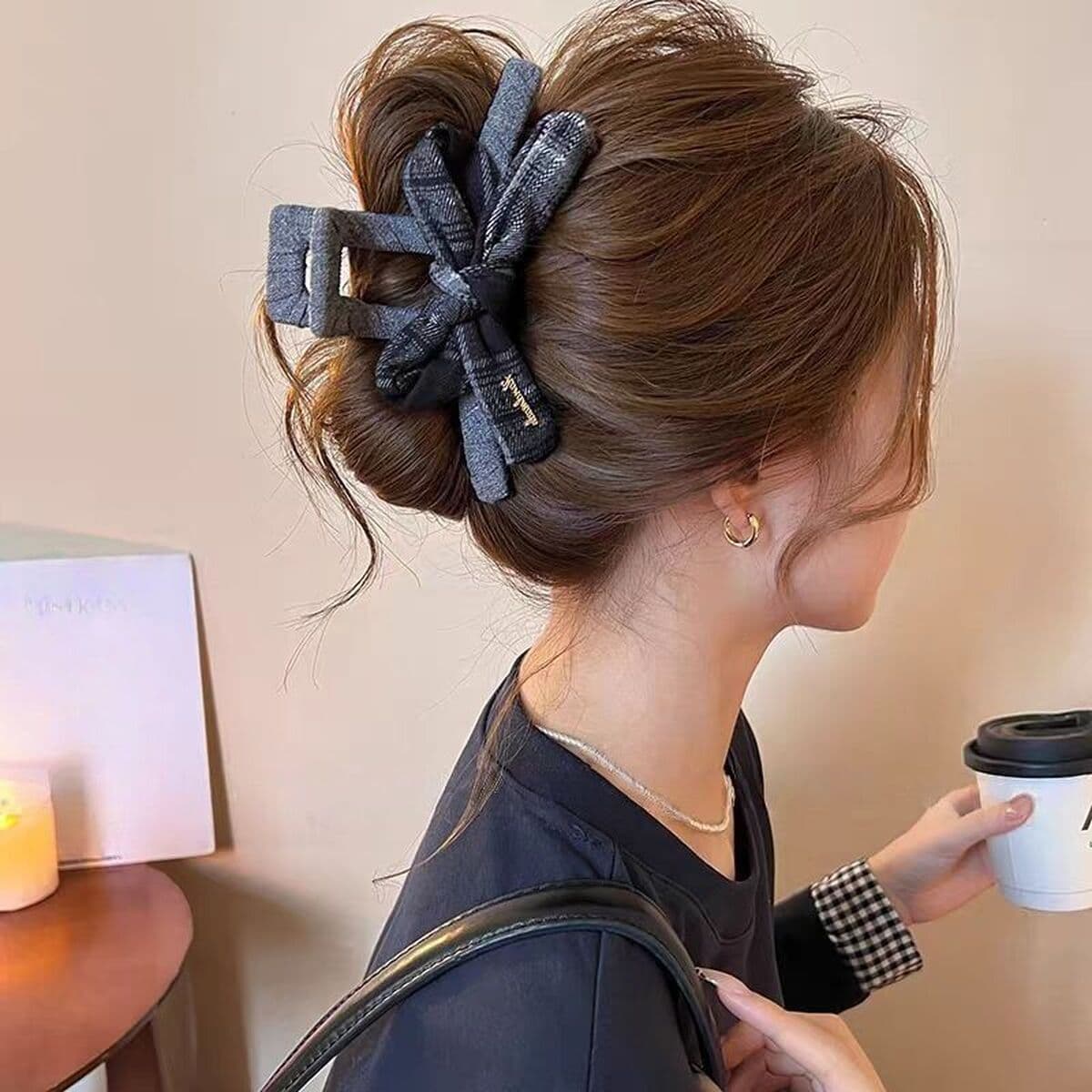 Заколка для волос в клетку, новая модель 2025 года, элитный стиль для затылка, высококачественная заколка-«жабромер»,...