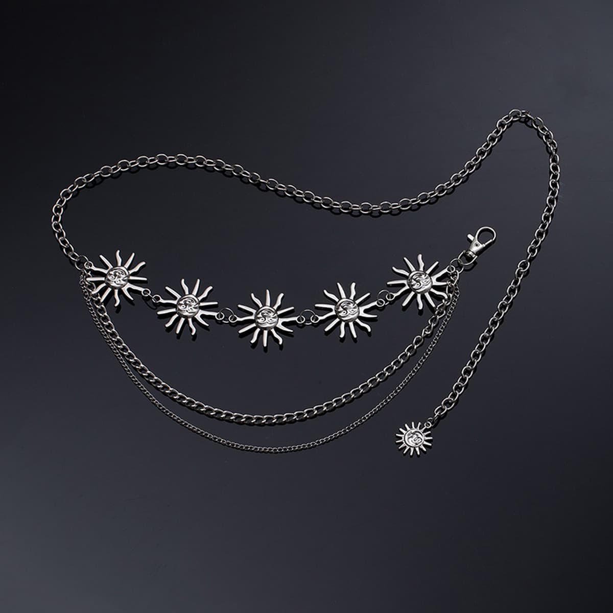 Элегантная металлическая поясная цепочка с подсолнухом для женщин, регулируемый аксессуар для талии платья, многослойный...