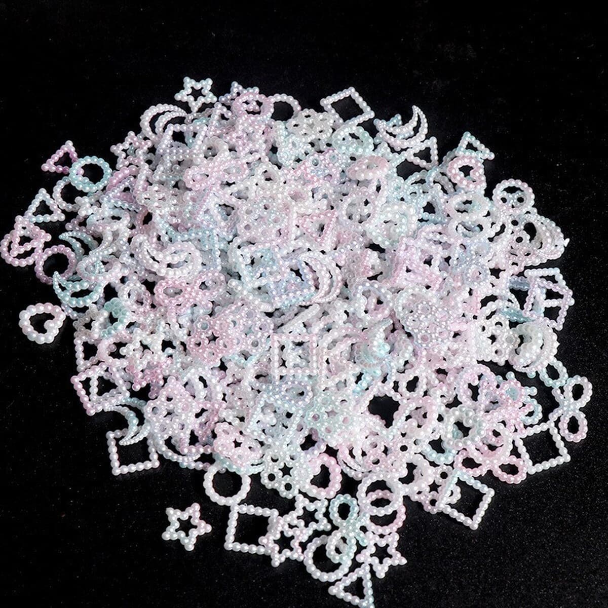 Новый маникюр ювелирная смола имитация жемчуга рисового белого любовного лука пятиконечная звезда луна дикая трехмерная...