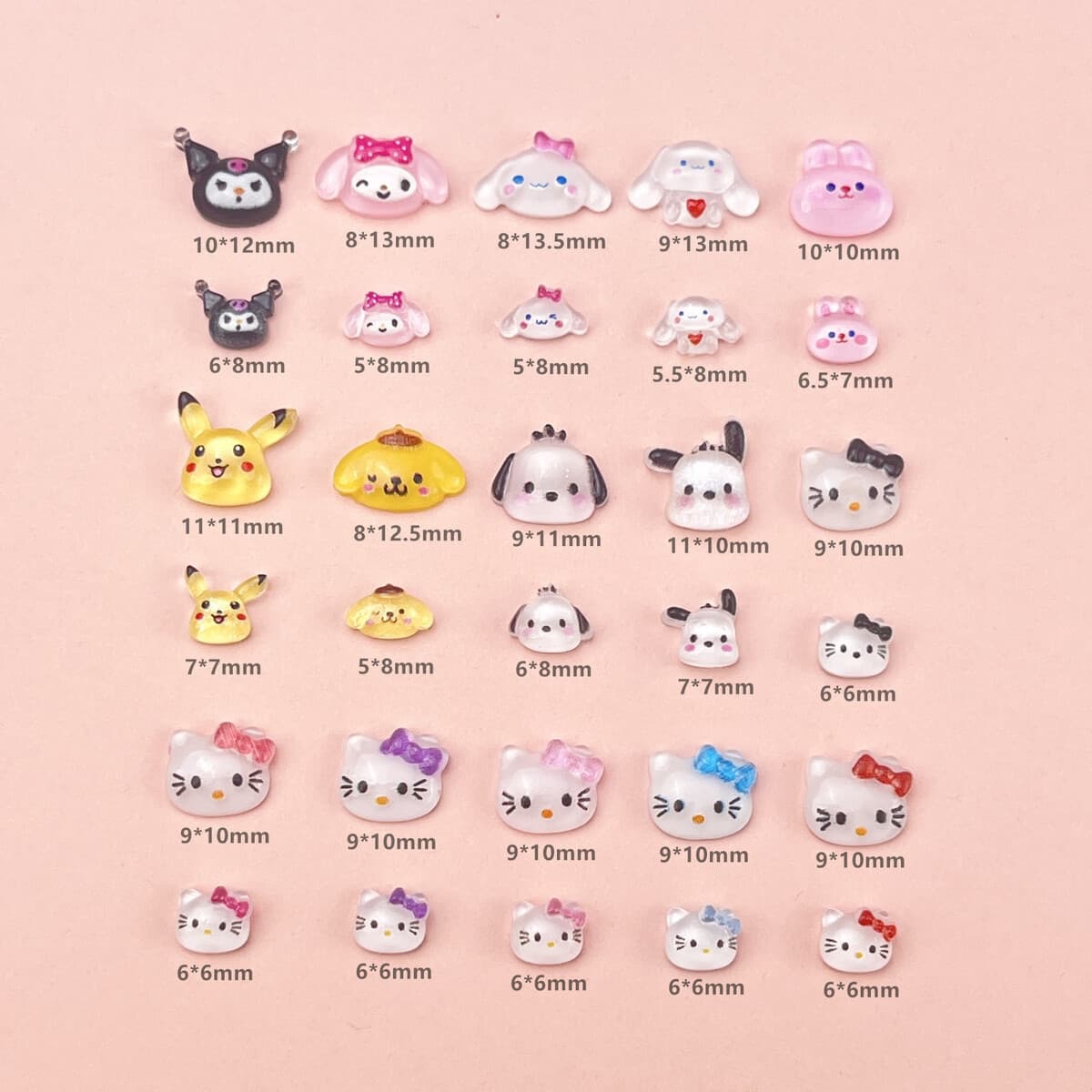 Большие и маленькие мультяшные аксессуары для нейл-арта, милые миниатюрные кролики, бантики, кошки КТ, украшения для...