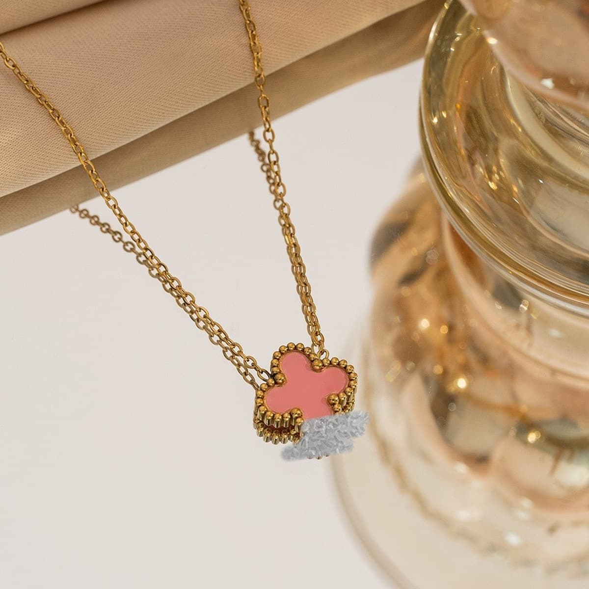 Ожерелье с четырехлистным клевером, титановая сталь, легкая роскошь, высококачественное женское модное двустороннее...