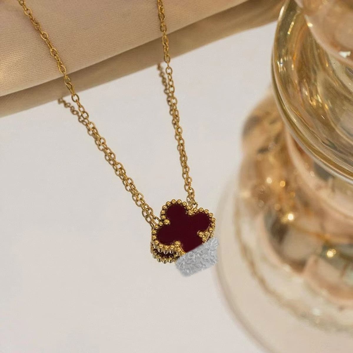 Ожерелье с четырехлистным клевером, титановая сталь, легкая роскошь, высококачественное женское модное двустороннее...