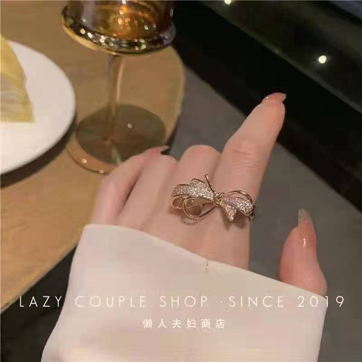 2025 новая легкая экстравагантная преувеличенная полная бриллиантовое кольцо с бантом
