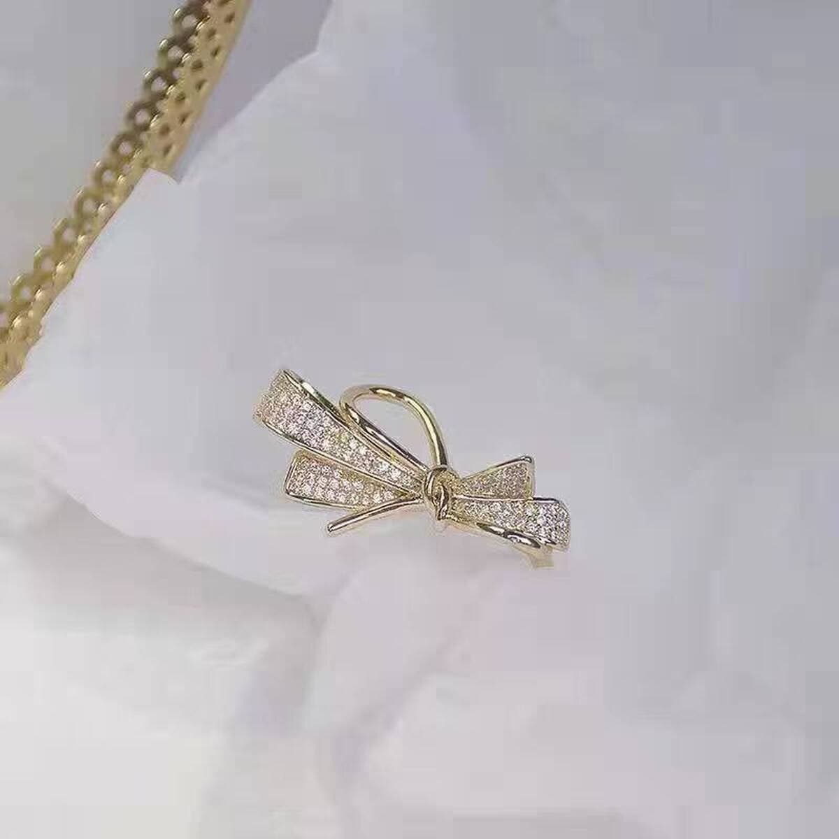 2025 новая легкая экстравагантная преувеличенная полная бриллиантовое кольцо с бантом