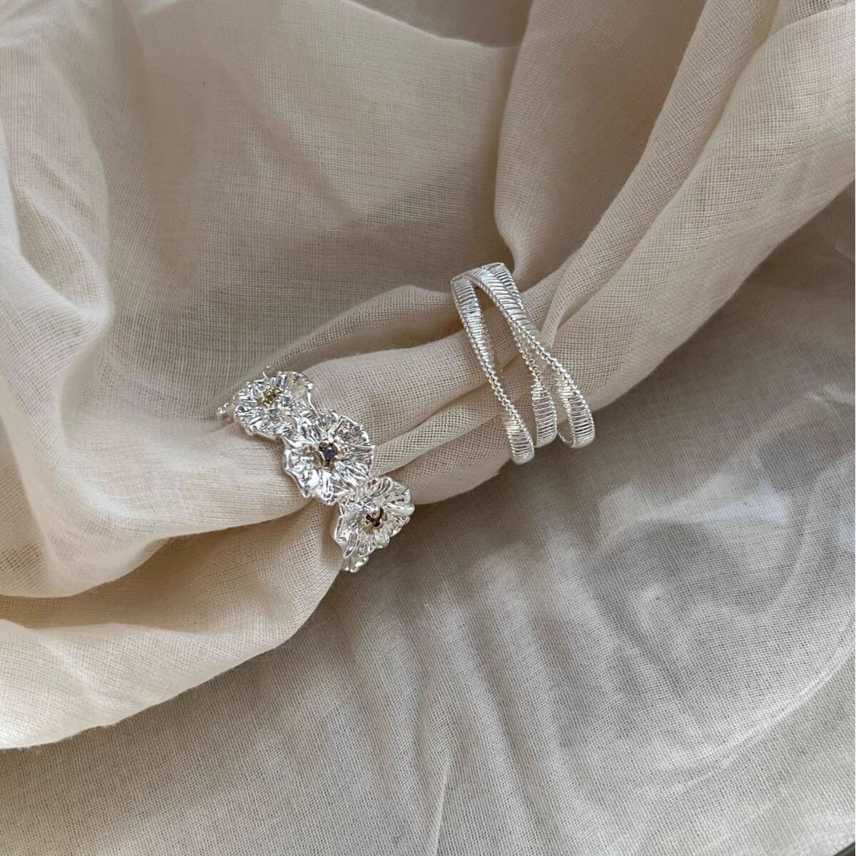 Ретро многослойное обмоточное кольцо с цветами текстуры кольцо женское тяжелое кольцо с высокой текстурой