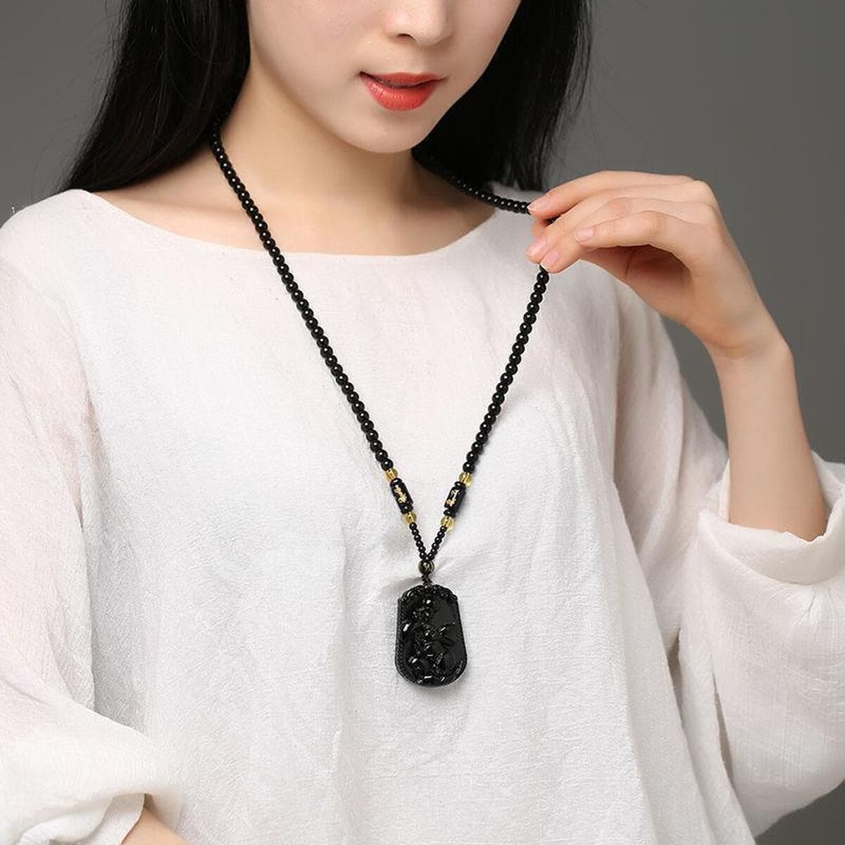 Черное стекло, высококачественный кулон с изображением знака зодиака, имитация обсидиана, мужское модное ожерелье, подарок,...