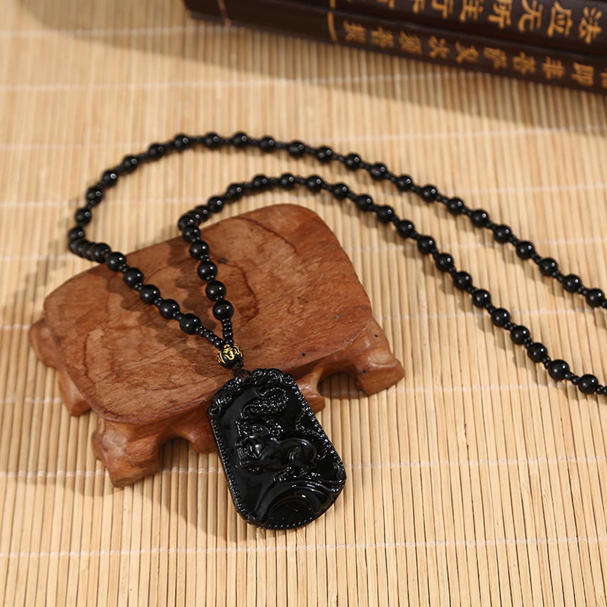 Черное стекло, высококачественный кулон с изображением знака зодиака, имитация обсидиана, мужское модное ожерелье, подарок,...