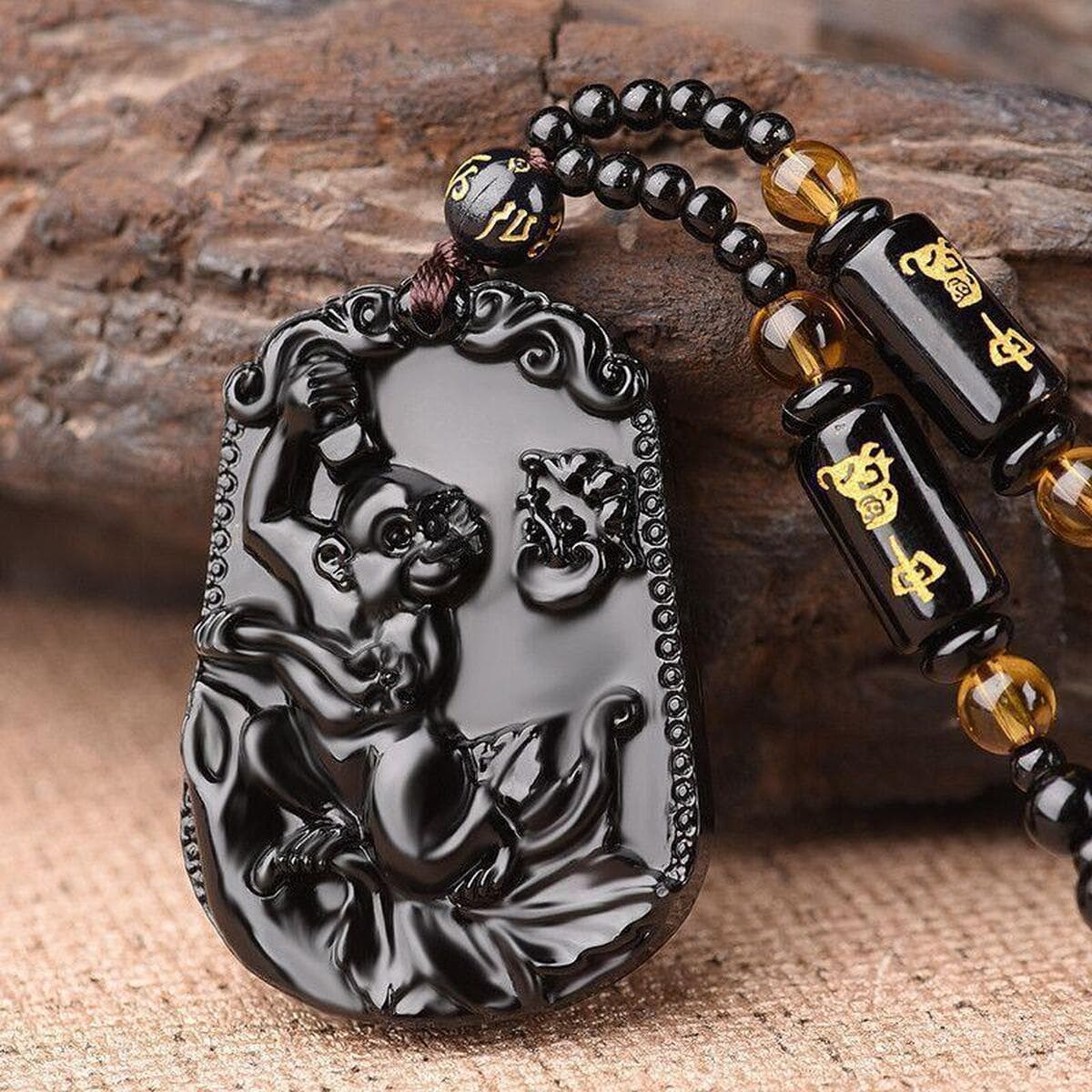 Черное стекло, высококачественный кулон с изображением знака зодиака, имитация обсидиана, мужское модное ожерелье, подарок,...