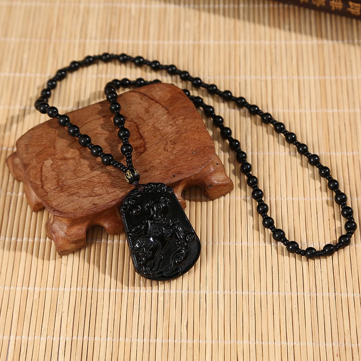 Черное стекло, высококачественный кулон с изображением знака зодиака, имитация обсидиана, мужское модное ожерелье, подарок,...